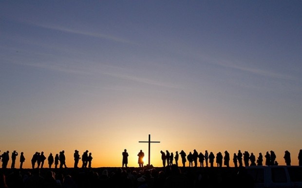 People at an Easter sunrise service in Massachusetts