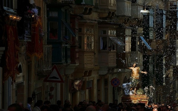 A statue in procession in Cospicua