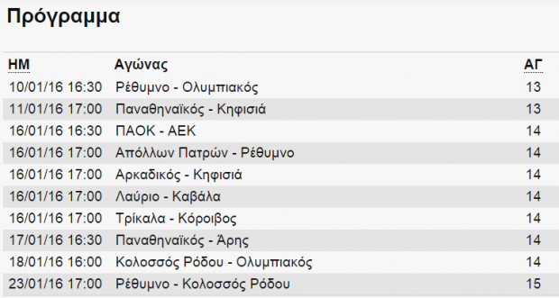 επομενη αγωνιστικη α1