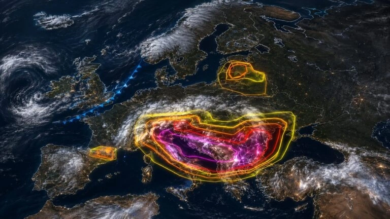 Χάρτης του ESTOFEX με τις ζώνες επικινδυνότητας για ισχυρές καταιγίδες στην Ευρώπη
